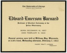 Unknown photographer, Obituary notice E. E. Barnard