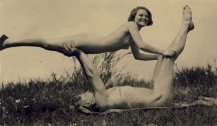 Unknown photographer, Naked couple outdoor in acrobatic pose